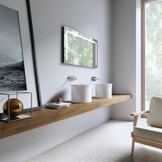 THE NEW YORKER keramické umyvadlo na desku vysoké, průměr 40cm, bílá mat