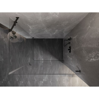 Sprchový kout Mexen Lunar-B s pravými panty 100 x 90 cm, průhledný, černý - 832-100-090-70-00-P