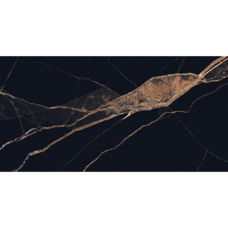 Mexen Fossil Černá glazovaná kamenina obdélníková G1, dlažba a obklad 120 x 60 cm, vysoký lesk - TL213-120-060-00