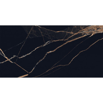 Mexen Fossil Černá glazovaná kamenina obdélníková G1, dlažba a obklad 120 x 60 cm, vysoký lesk - TL213-120-060-00