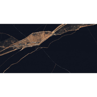 Mexen Fossil Černá glazovaná kamenina obdélníková G1, dlažba a obklad 120 x 60 cm, vysoký lesk - TL213-120-060-00