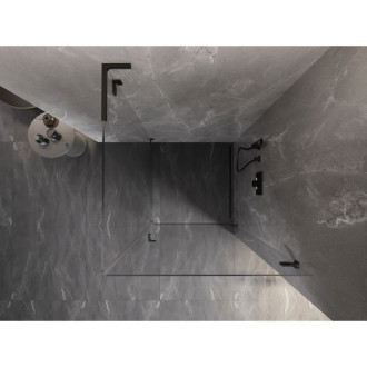 Sprchový kout Mexen Lunar-B L s pravými panty 90 x 90 cm, průhledný, černý - 832L-090-090-70-00-P