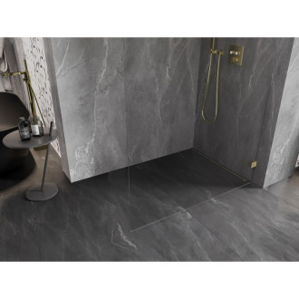 Mexen Lunar Sprchová zástěna pravá 150 x 200 cm, 8 mm průhledná, kartáčované zlato - 830-150-000-55-00-P