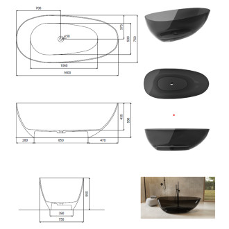Volně stojící vana XARA ze syntetické pryskyřice