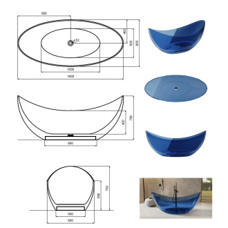 Volně stojící vana AXYA ze syntetické pryskyřice