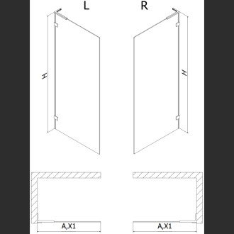 Mexen Lunar L Sprchová zástěna levá 50 x 200 cm, 8 mm průhledná, černá - 830L-050-000-70-00-L