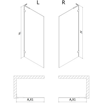 Mexen Lunar L Sprchová zástěna levá 90 x 200 cm, 8 mm průhledná, kartáčovaný nikl - 830L-090-000-97-00-L