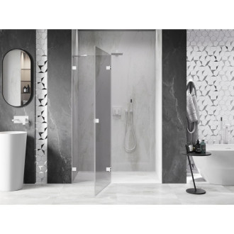 Sprchové dveře Mexen Lunar s levými panty 140 cm, průhledné, bílé - 834-140-000-20-00-L