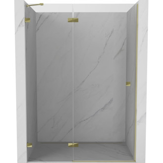 Sprchové dveře Mexen Lunar s levými panty 130 cm, průhledné, zlaté - 834-130-000-50-00-L