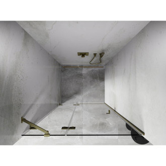 Sprchové dveře Mexen Lunar s levými panty 90 cm, průhledné, kartáčované zlato - 834-090-000-55-00-L