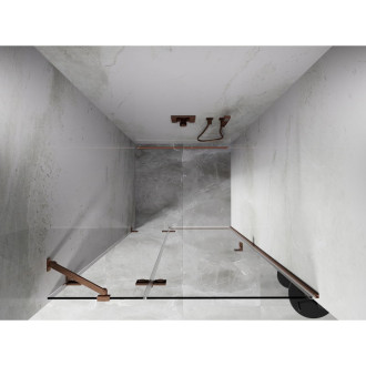 Sprchové dveře Mexen Lunar s levými panty 120 cm, průhledné, kartáčovaná měď - 834-120-000-65-00-L