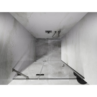 Sprchové dveře Mexen Lunar s levými panty 125 cm, průhledné, kartáčovaný nikl - 834-125-000-97-00-L