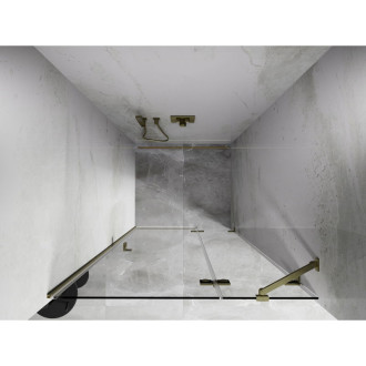 Sprchové dveře Mexen Lunar s pravými panty 125 cm, průhledné, kartáčované zlato - 834-125-000-55-00-P