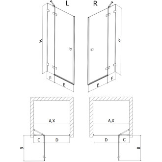 Sprchové dveře Mexen Lunar s pravými panty 110 cm, průhledné, růžové zlato - 834-110-000-60-00-P