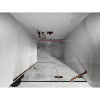 Sprchové dveře Mexen Lunar s pravými panty 125 cm, průhledné, kartáčovaná měď - 834-125-000-65-00-P