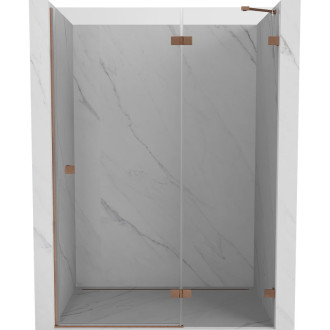 Sprchové dveře Mexen Lunar s pravými panty 135 cm, průhledné, kartáčovaná měď - 834-135-000-65-00-P