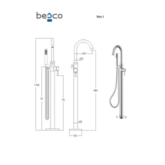 Stojánková vanová baterie VEO I zlatá lesklá
