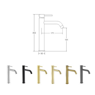 Vysoká stojánková umyvadlová baterie VEO I zlatá lesklá