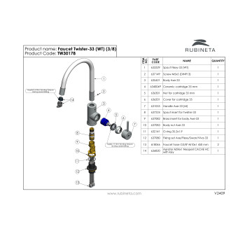 Dřezová baterie TWISTER-33 Bílá