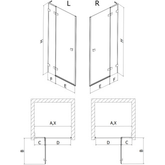 Sprchové dveře Mexen Lunar L s levými panty 110 cm, průhledné, chrom - 834L-110-000-01-00-L