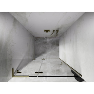 Sprchové dveře Mexen Lunar L s levými panty 95 cm, průhledné, kartáčované zlato - 834L-095-000-55-00-L