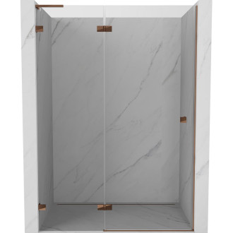 Sprchové dveře Mexen Lunar L s levými panty 135 cm, průhledné, růžové zlato - 834L-135-000-60-00-L