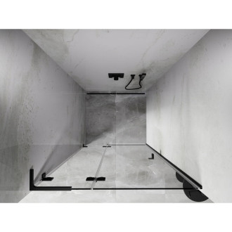 Sprchové dveře Mexen Lunar L s levými panty 95 cm, průhledné, černé - 834L-095-000-70-00-L