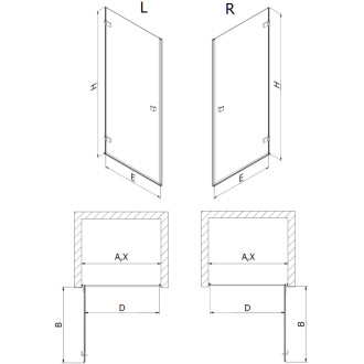 Sprchové dveře Mexen Lunar-B s levými panty 100 cm, průhledné, chrom - 832-100-000-01-00-L