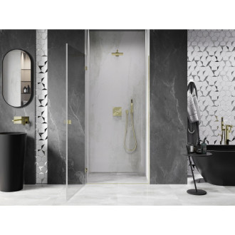 Sprchové dveře Mexen Lunar-B s levými panty 90 cm, průhledné, kartáčované zlato - 832-090-000-55-00-L