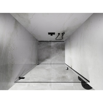 Sprchové dveře Mexen Lunar-B s levými panty 85 cm, průhledné, černé - 832-085-000-70-00-L