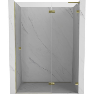 Sprchové dveře Mexen Lunar L s pravými panty 130 cm, průhledné, zlaté - 834L-130-000-50-00-P