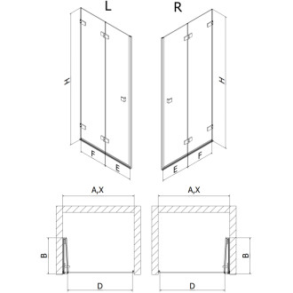 Sprchové dveře Mexen Lunar-F levé skládací 95 cm, průhledné, kartáčovaná měď - 836-095-000-65-00-L