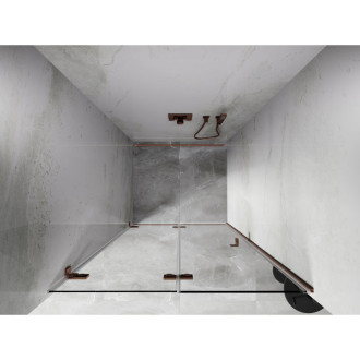 Sprchové dveře Mexen Lunar-F levé skládací 100 cm, průhledné, kartáčovaná měď - 836-100-000-65-00-L