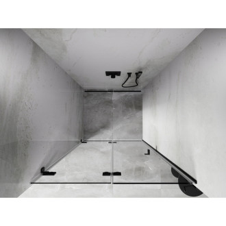 Sprchové dveře Mexen Lunar-F levé skládací 95 cm, průhledné, černé - 836-095-000-70-00-L