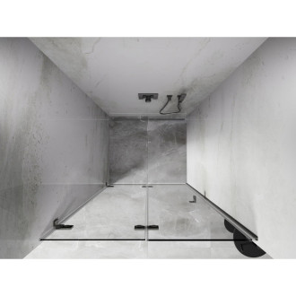 Sprchové dveře Mexen Lunar-F levé skládací 85 cm, průhledné, kartáčovaný nikl - 836-085-000-97-00-L