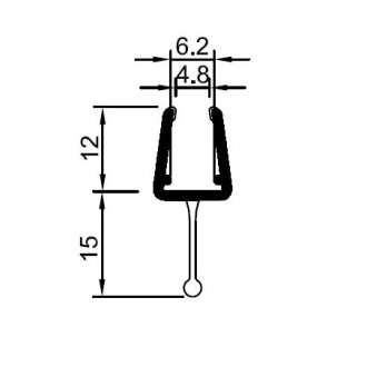 Spodní silikonový těsnící profil "s praporkem", na sklo 6-8mm, délka 1 bm