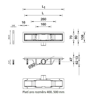 Odtokový žlab STANDARDline NEREZ 2v1 (vložení dlažby)