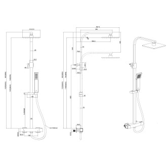 Termostatický nástěnný set PONTOS 250 BLACK