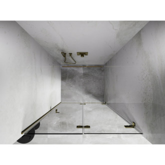 Sprchové dveře Mexen Lunar-F pravé skládací 100 cm, průhledné, zlaté - 836-100-000-50-00-P