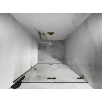 Sprchové dveře Mexen Lunar-F pravé skládací 70 cm, průhledné, kartáčované zlato - 836-070-000-55-00-P