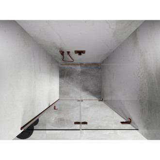 Sprchové dveře Mexen Lunar-F pravé skládací 75 cm, průhledné, růžové zlato - 836-075-000-60-00-P