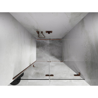 Sprchové dveře Mexen Lunar-F pravé skládací 80 cm, průhledné, kartáčovaná měď - 836-080-000-65-00-P