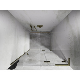 Sprchové dveře Mexen Lunar L s pravými panty 120 cm, průhledné, kartáčované zlato - 834L-120-000-55-00-P