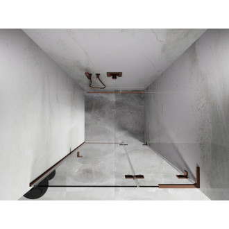 Sprchové dveře Mexen Lunar L s pravými panty 95 cm, průhledné, růžové zlato - 834L-095-000-60-00-P