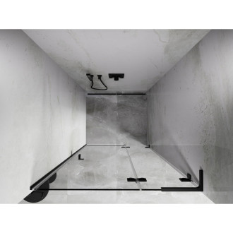 Sprchové dveře Mexen Lunar L s pravými panty 105 cm, průhledné, černé - 834L-105-000-70-00-P