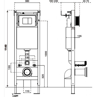 Úzký rohový podomítkový rám pro toaletu Mexen Tex W - 61105