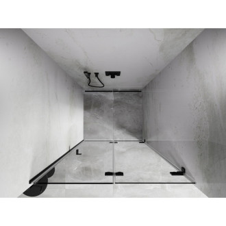 Sprchové dveře Mexen Lunar-F pravé skládací 85 cm, průhledné, černé - 836-085-000-70-00-P