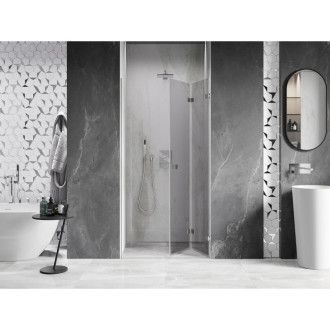 Sprchové dveře Mexen Lunar-F pravé skládací 80 cm, průhledné, kartáčovaný nikl - 836-080-000-97-00-P