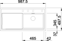 Blanco ZENAR XL 6 S-F Silgranit šedá skála dřez vpravo s excentrem přísluš. ano