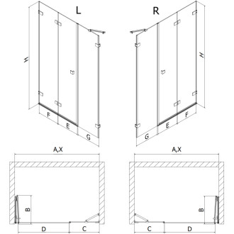 Sprchové dveře Mexen Lunar-F levé skládací 125 cm, průhledné, kartáčovaná měď - 836S-125-050-65-00-L